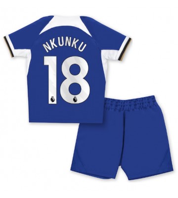 Chelsea Christopher Nkunku #18 Primera Equipación Niños 2023-24 Manga Corta (+ Pantalones cortos)